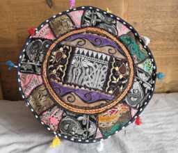 Indian Pouf Cover. Patchwork Ottoman. Handmade Home Deco - thumbnail 1