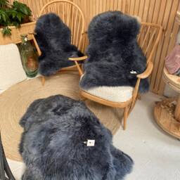 Blue Sheepskin Rug, Dark Blue Wool Genuine Sheepskin, Interior Decor , Amazing Gift - thumbnail 4
