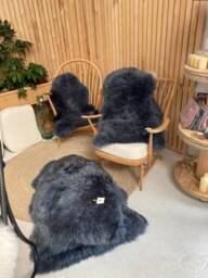 Blue Sheepskin Rug, Dark Blue Wool Genuine Sheepskin, Interior Decor , Amazing Gift - thumbnail 1
