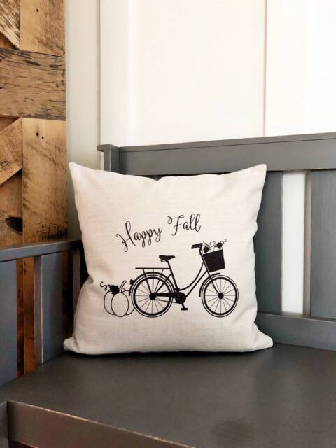 Happy Fall Linen Pillow Cover Farmhouse Autumn Decor - image 1