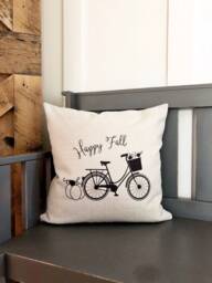 Happy Fall Linen Pillow Cover Farmhouse Autumn Decor - thumbnail 1