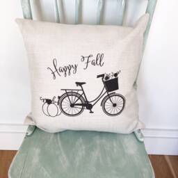 Happy Fall Linen Pillow Cover Farmhouse Autumn Decor - thumbnail 2