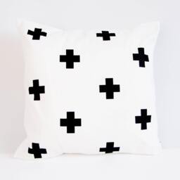 Black Crosses Pillow Cover, Modern Monochrome Nursery Decor, Black & White Cushion Cross Throw Pillow, Geometric - thumbnail 1