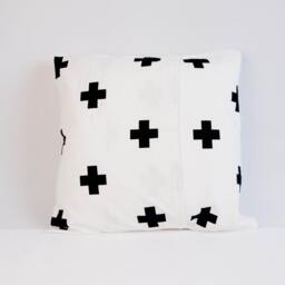Black Crosses Pillow Cover, Modern Monochrome Nursery Decor, Black & White Cushion Cross Throw Pillow, Geometric - thumbnail 2