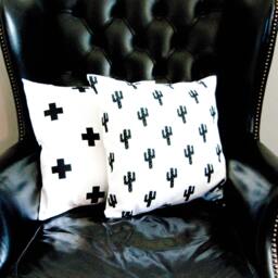 Black Crosses Pillow Cover, Modern Monochrome Nursery Decor, Black & White Cushion Cross Throw Pillow, Geometric - thumbnail 4