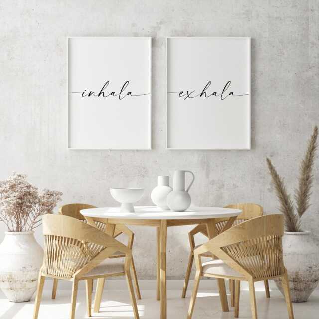 Inhala Exhala Prints - Set Of 2 - Spanish Language Wall Art Mindful Decor For Home Or Yoga Space Unframed - image 1