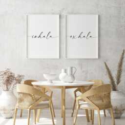 Inhala Exhala Prints - Set Of 2 - Spanish Language Wall Art Mindful Decor For Home Or Yoga Space Unframed - thumbnail 1