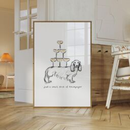 Dachshund & Champagne Art Print Wall For Dog Lover - thumbnail 2