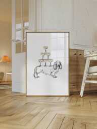 Dachshund & Champagne Art Print Wall For Dog Lover - thumbnail 1