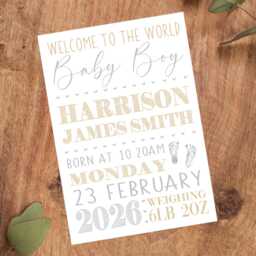 Personalised New Baby Print, Girl Or Boy Nursery Wall Art, Keepsake Gift - thumbnail 3