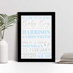 Personalised New Baby Print, Girl Or Boy Nursery Wall Art, Keepsake Gift - thumbnail 2
