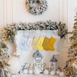Personalized Embroidered Linen Christmas Stocking - Family Decoration - thumbnail 2