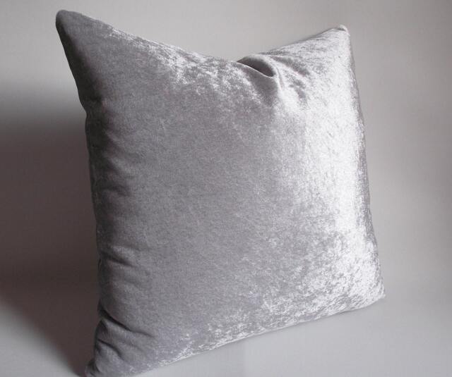 Silver Velvet Throw Pillow Cover Decorative 20''x20'' Cushion - image 1