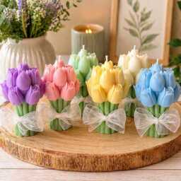 Handmade Tulip Bouquet Candle - Soy Wax Floral Wedding Favor, Bridesmaid Gift, Spring Home D??cor - thumbnail 4