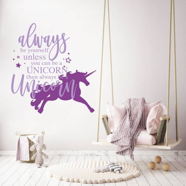 Custom Unicorn Wall Vinyl Decal For Bedroom, Always Be Yourself Decor Girls Room, Customized Nursery Art Decorations For Kids Room - image 1