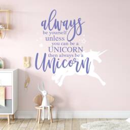 Custom Unicorn Wall Vinyl Decal For Bedroom, Always Be Yourself Decor Girls Room, Customized Nursery Art Decorations For Kids Room - thumbnail 3