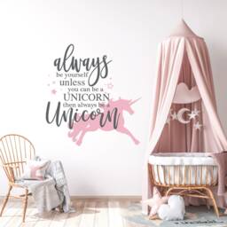 Custom Unicorn Wall Vinyl Decal For Bedroom, Always Be Yourself Decor Girls Room, Customized Nursery Art Decorations For Kids Room - thumbnail 2