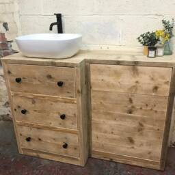 Lancaster - Combination Bathroom Vanity Handmade Reclaimed Timber With 3 Drawers - thumbnail 3