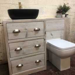 Lancaster - Combination Bathroom Vanity Handmade Reclaimed Timber With 3 Drawers - thumbnail 2