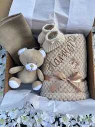 Personalised Baby Blanket Gift Set Box Teddy Bear Shower Newborn Gift Muslin Toy