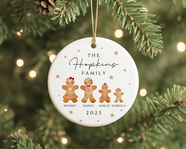 Family Christmas Ornament Personalised Gingerbread Decoration 2025 Gift - image 1