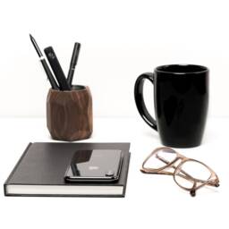 Geometric Wooden Pen Holder Handcrafted Oak Desk Organizer - thumbnail 4