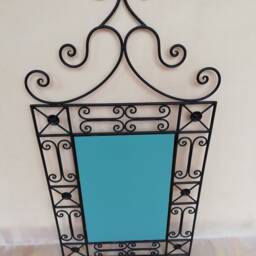 Handmade Moroccan Wrought Iron Mirror - Forged Wall Decor - thumbnail 3