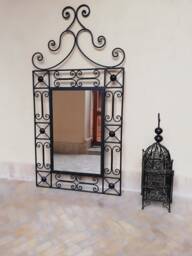 Handmade Moroccan Wrought Iron Mirror - Forged Wall Decor - thumbnail 1