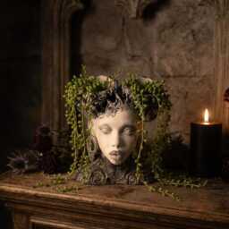 Gothic Head Planter - Dark Academia Face Plant Pot Baroque Bust Handmade UK - thumbnail 3