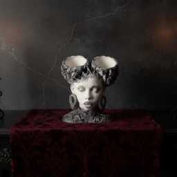 Gothic Head Planter - Dark Academia Face Plant Pot Baroque Bust Handmade UK - thumbnail 4