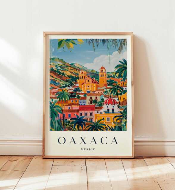 Oaxaca Mexico Travel Poster Vibrant Unesco City Art Print - image 1