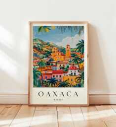 Oaxaca Mexico Travel Poster Vibrant Unesco City Art Print - thumbnail 1