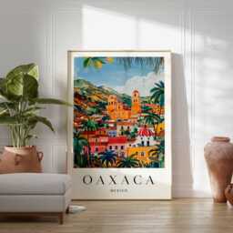 Oaxaca Mexico Travel Poster Vibrant Unesco City Art Print - thumbnail 2