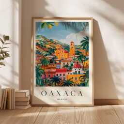 Oaxaca Mexico Travel Poster Vibrant Unesco City Art Print - thumbnail 3