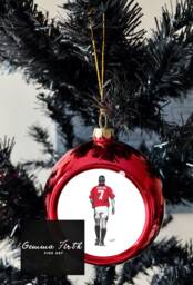Eric Cantona Drawing Inspired Christmas Bauble Design - Football Decoration Gifts Legend Art