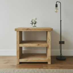 Handmade Rustic Solid Wood Bedside Table With Open Shelving - thumbnail 2