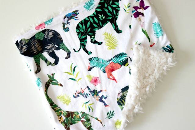 Dream Lovie. Security Blanket. Personalized Lovey. Faux Fur Floral Jungle Animals. Mini Baby Minky Shower Gift - image 1