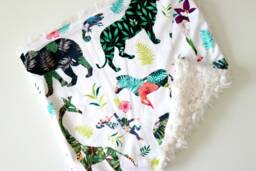 Dream Lovie. Security Blanket. Personalized Lovey. Faux Fur Floral Jungle Animals. Mini Baby Minky Shower Gift - thumbnail 1