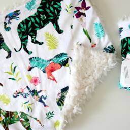 Dream Lovie. Security Blanket. Personalized Lovey. Faux Fur Floral Jungle Animals. Mini Baby Minky Shower Gift - thumbnail 3