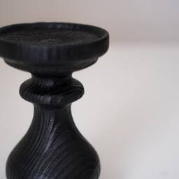 Beautiful Black Candle Holder Rustic Wooden Candlestick Modern Home Decor Turned Pillar Wood Wedding Decoration Centerpiece Wood Design - thumbnail 2