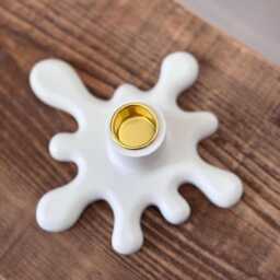 White Concrete Splat Candlestick Holder - Modern Table Decor - thumbnail 2
