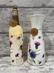 Bee Decoupage Light Up Bottle & Matching Vase - Bumble Nee Mother's Day Gift, Bee Gifts, Lovers - thumbnail 1