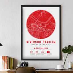 Middlesbrough Riverside Stadium Minimalist Map Prints & Frames - Gift Decor Football F.c. Fc Dad Granddad Brother Uncle The Boro - thumbnail 3