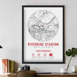 Middlesbrough Riverside Stadium Minimalist Map Prints & Frames - Gift Decor Football F.c. Fc Dad Granddad Brother Uncle The Boro - thumbnail 2