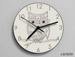 Owl Hand Drawing 3 Wall Clock - Kids Nursery Room, Teens Baby Room