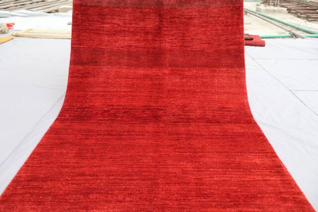 3'5x4'8 Ft Red Plain Rug, Afghan Hand Knotted Veg Dyes Wool Rug, Turkmen Tribal Modern Oriental Gabbeh Home Decor Kitchen Rug - image 1