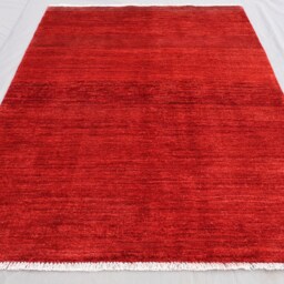 3'5x4'8 Ft Red Plain Rug, Afghan Hand Knotted Veg Dyes Wool Rug, Turkmen Tribal Modern Oriental Gabbeh Home Decor Kitchen Rug - thumbnail 3
