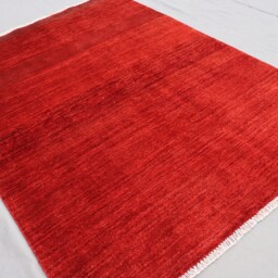 3'5x4'8 Ft Red Plain Rug, Afghan Hand Knotted Veg Dyes Wool Rug, Turkmen Tribal Modern Oriental Gabbeh Home Decor Kitchen Rug - thumbnail 2
