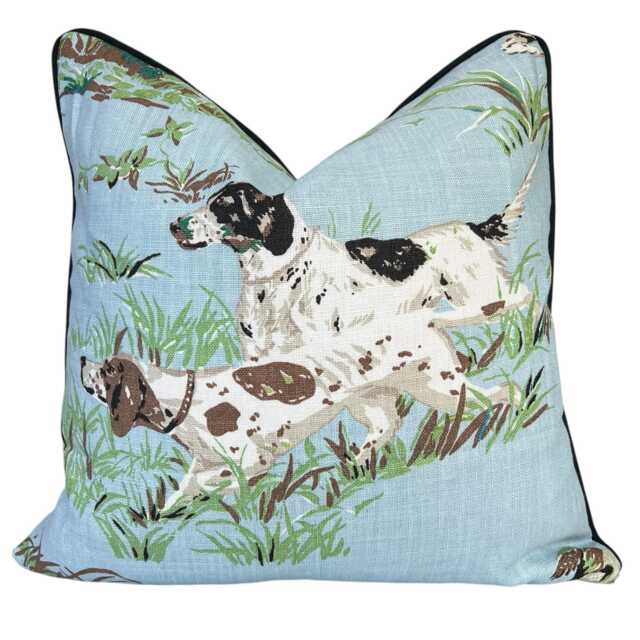 Schumacher Luxury Designer Pointers Sky Blue Cushion Pillow Cover - image 1