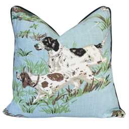 Schumacher Luxury Designer Pointers Sky Blue Cushion Pillow Cover - thumbnail 1